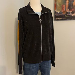 WILD FABLE Black Sparkle Jacket with Yellow Arm Strip ~ M/L
